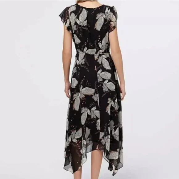 Rebecca Minkoff Harper Love Bird Midi Dress Hearts Floral - Picture 3 of 8